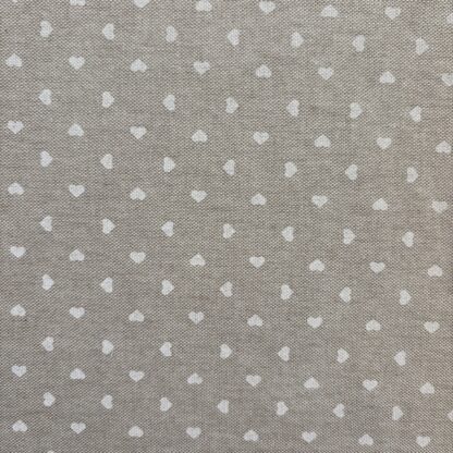 Tessuto panama Shabby Fantasia Cuoricini Bianchi